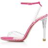 imageFSJ Women Clear Rhinestone Ankle Strap Slingback Open Toe Sandals High Stiletto Heels Buckle Up Sexy Office Shoes Size 415 M USHotpink