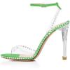 imageFSJ Women Clear Rhinestone Ankle Strap Slingback Open Toe Sandals High Stiletto Heels Buckle Up Sexy Office Shoes Size 415 M USLawngreen