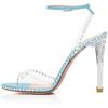 imageFSJ Women Clear Rhinestone Ankle Strap Slingback Open Toe Sandals High Stiletto Heels Buckle Up Sexy Office Shoes Size 415 M USLightblue