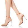 imageFSJ Women Clear Rhinestone Ankle Strap Slingback Open Toe Sandals High Stiletto Heels Buckle Up Sexy Office Shoes Size 415 M USOrange