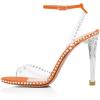 imageFSJ Women Clear Rhinestone Ankle Strap Slingback Open Toe Sandals High Stiletto Heels Buckle Up Sexy Office Shoes Size 415 M USOrange