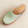 imageFSJ Women Woven Platform Mules Wooden Chunky High Heel Slip On Clogs Closed Toe Heeled Sandals Comfortable Casual Shoes Size 416 USLight Green