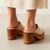 imageFSJ Women Woven Platform Mules Wooden Chunky High Heel Slip On Clogs Closed Toe Heeled Sandals Comfortable Casual Shoes Size 416 USNeutral