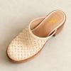 imageFSJ Women Woven Platform Mules Wooden Chunky High Heel Slip On Clogs Closed Toe Heeled Sandals Comfortable Casual Shoes Size 416 USNeutral