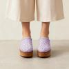 imageFSJ Women Woven Platform Mules Wooden Chunky High Heel Slip On Clogs Closed Toe Heeled Sandals Comfortable Casual Shoes Size 416 USPurple