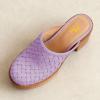 imageFSJ Women Woven Platform Mules Wooden Chunky High Heel Slip On Clogs Closed Toe Heeled Sandals Comfortable Casual Shoes Size 416 USPurple
