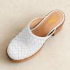 imageFSJ Women Woven Platform Mules Wooden Chunky High Heel Slip On Clogs Closed Toe Heeled Sandals Comfortable Casual Shoes Size 416 USWhite