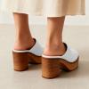 imageFSJ Women Woven Platform Mules Wooden Chunky High Heel Slip On Clogs Closed Toe Heeled Sandals Comfortable Casual Shoes Size 416 USWhite