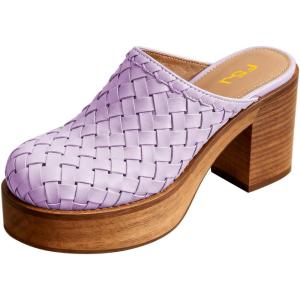 imageFSJ Women Woven Platform Mules Wooden Chunky High Heel Slip On Clogs Closed Toe Heeled Sandals Comfortable Casual Shoes Size 416 USPurple