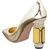 imageFSJ Women Crystal Chunky High Heel Pumps Closed Pointed Toe Sexy Block Heels with Rhinestones Slip On Bridal Party Wedding Dress Shoes Size 416 USGold