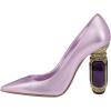 imageFSJ Women Crystal Chunky High Heel Pumps Closed Pointed Toe Sexy Block Heels with Rhinestones Slip On Bridal Party Wedding Dress Shoes Size 416 USPurple