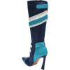 imageFSJ Women Multicolor Knee High Boots Pointed Toe Tall High Heel Long Boots Side Zipper Novel Color Matching Party Fancy Shoes Size 416 USBlue