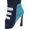 imageFSJ Women Multicolor Knee High Boots Pointed Toe Tall High Heel Long Boots Side Zipper Novel Color Matching Party Fancy Shoes Size 416 USBlue