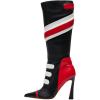 imageFSJ Women Multicolor Knee High Boots Pointed Toe Tall High Heel Long Boots Side Zipper Novel Color Matching Party Fancy Shoes Size 416 USRedblackwhite