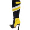 imageFSJ Women Multicolor Knee High Boots Pointed Toe Tall High Heel Long Boots Side Zipper Novel Color Matching Party Fancy Shoes Size 416 USYellowblackwhite