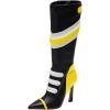 imageFSJ Women Multicolor Knee High Boots Pointed Toe Tall High Heel Long Boots Side Zipper Novel Color Matching Party Fancy Shoes Size 416 USYellowblackwhite