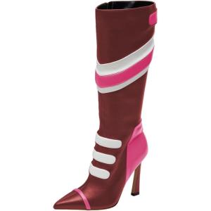 imageFSJ Women Multicolor Knee High Boots Pointed Toe Tall High Heel Long Boots Side Zipper Novel Color Matching Party Fancy Shoes Size 416 USPink