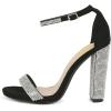 imageFSJ Women Classic Chunky High Heel Sandals Open Toe Ankle Strap Single Band Dress Wedding Party Sexy Shoes Size 415 USBlackcrystal