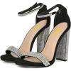 imageFSJ Women Classic Chunky High Heel Sandals Open Toe Ankle Strap Single Band Dress Wedding Party Sexy Shoes Size 415 USBlackcrystal