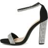 imageFSJ Women Classic Chunky High Heel Sandals Open Toe Ankle Strap Single Band Dress Wedding Party Sexy Shoes Size 415 USBlackcrystal