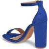imageFSJ Women Classic Chunky High Heel Sandals Open Toe Ankle Strap Single Band Dress Wedding Party Sexy Shoes Size 415 USBlue Velvet