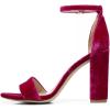 imageFSJ Women Classic Chunky High Heel Sandals Open Toe Ankle Strap Single Band Dress Wedding Party Sexy Shoes Size 415 USFuchsia Velvet