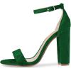 imageFSJ Women Classic Chunky High Heel Sandals Open Toe Ankle Strap Single Band Dress Wedding Party Sexy Shoes Size 415 USGreen Velvet