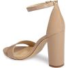 imageFSJ Women Classic Chunky High Heel Sandals Open Toe Ankle Strap Single Band Dress Wedding Party Sexy Shoes Size 415 USNude