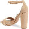 imageFSJ Women Classic Chunky High Heel Sandals Open Toe Ankle Strap Single Band Dress Wedding Party Sexy Shoes Size 415 USNude Suede