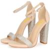 imageFSJ Women Classic Chunky High Heel Sandals Open Toe Ankle Strap Single Band Dress Wedding Party Sexy Shoes Size 415 USNudecrystal
