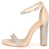 imageFSJ Women Classic Chunky High Heel Sandals Open Toe Ankle Strap Single Band Dress Wedding Party Sexy Shoes Size 415 USNudecrystal