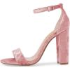 imageFSJ Women Classic Chunky High Heel Sandals Open Toe Ankle Strap Single Band Dress Wedding Party Sexy Shoes Size 415 USPink Velvet