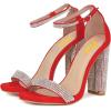 imageFSJ Women Classic Chunky High Heel Sandals Open Toe Ankle Strap Single Band Dress Wedding Party Sexy Shoes Size 415 USRedcrystal