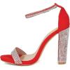 imageFSJ Women Classic Chunky High Heel Sandals Open Toe Ankle Strap Single Band Dress Wedding Party Sexy Shoes Size 415 USRedcrystal