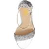 imageFSJ Women Classic Chunky High Heel Sandals Open Toe Ankle Strap Single Band Dress Wedding Party Sexy Shoes Size 415 USSilver Glitter