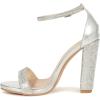 imageFSJ Women Classic Chunky High Heel Sandals Open Toe Ankle Strap Single Band Dress Wedding Party Sexy Shoes Size 415 USSilvercrystal
