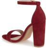imageFSJ Women Classic Chunky High Heel Sandals Open Toe Ankle Strap Single Band Dress Wedding Party Sexy Shoes Size 415 USWine Red