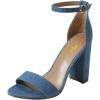 imageFSJ Women Classic Chunky High Heel Sandals Open Toe Ankle Strap Single Band Dress Wedding Party Sexy Shoes Size 415 USBlue Denim