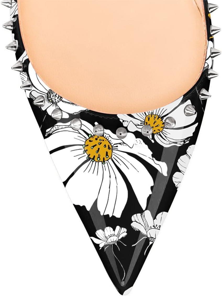 imageFSJ Women Bridal Pointed Toe Chunky Block High Heel Crystal Pumps Slip on Wedding Thick Comfort Evening Dress Studded Rivets ShoesDaisy