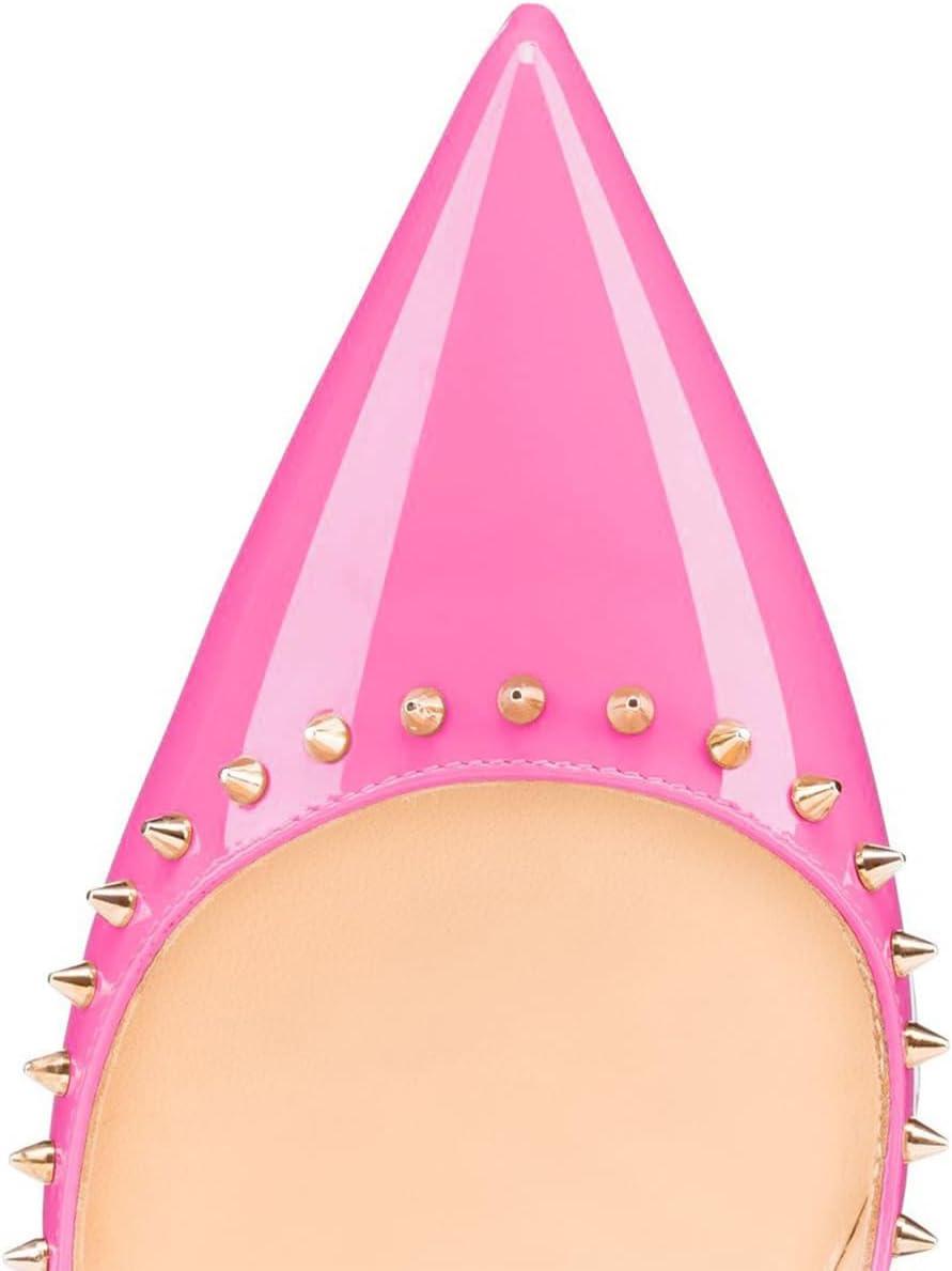 imageFSJ Women Bridal Pointed Toe Chunky Block High Heel Crystal Pumps Slip on Wedding Thick Comfort Evening Dress Studded Rivets ShoesPink Crystal Heel