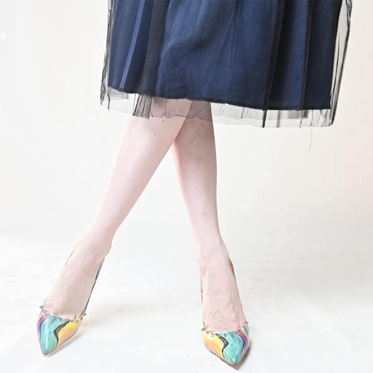 imageFSJ Women Bridal Pointed Toe Chunky Block High Heel Crystal Pumps Slip on Wedding Thick Comfort Evening Dress Studded Rivets ShoesQuicksand