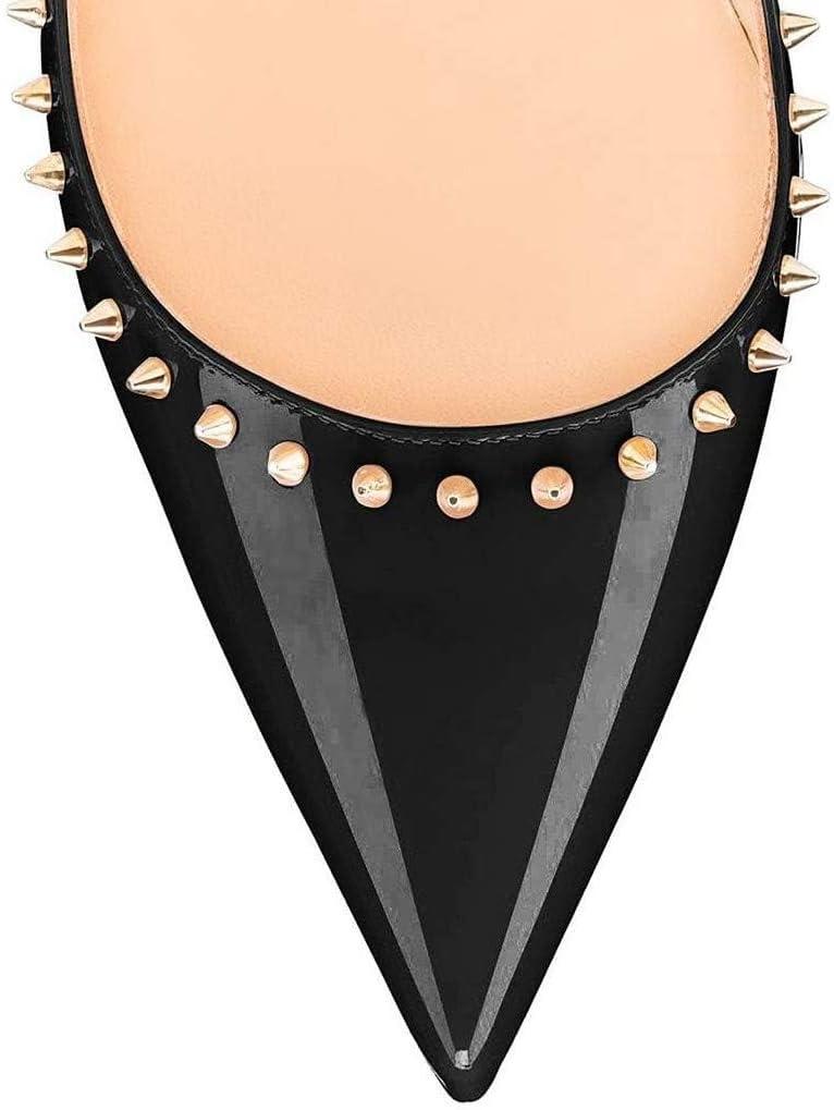 imageFSJ Women Bridal Pointed Toe Chunky Block High Heel Crystal Pumps Slip on Wedding Thick Comfort Evening Dress Studded Rivets ShoesRed Gradient