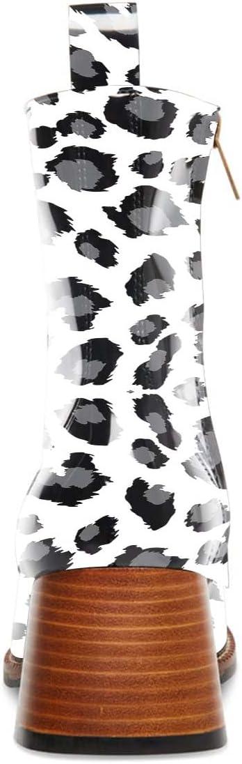 imageFSJ Women Fashion Chain Square Toe Block Mid Heel Ankle Boots Classic Side Zipper Casual Walking Ladies Shoes Size 415 USCow