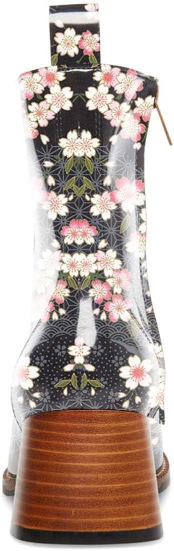 imageFSJ Women Fashion Chain Square Toe Block Mid Heel Ankle Boots Classic Side Zipper Casual Walking Ladies Shoes Size 415 USFlower