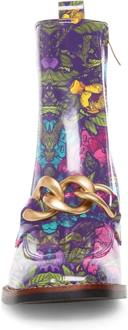 imageFSJ Women Fashion Chain Square Toe Block Mid Heel Ankle Boots Classic Side Zipper Casual Walking Ladies Shoes Size 415 USGarden