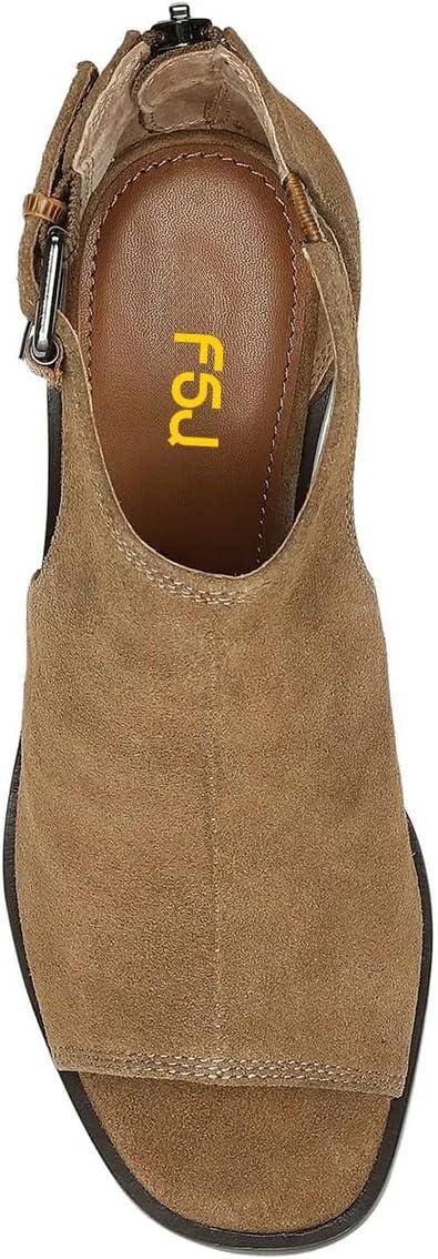 imageFSJ Women Peep Open Toe High Heel Sandals Cutout Ankle Strap Buckle Booties with Back Zipper Fashion Cocktail Nightclub Pumps Shoes Size 416 USBrown