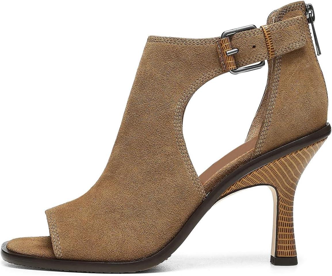 imageFSJ Women Peep Open Toe High Heel Sandals Cutout Ankle Strap Buckle Booties with Back Zipper Fashion Cocktail Nightclub Pumps Shoes Size 416 USBrown