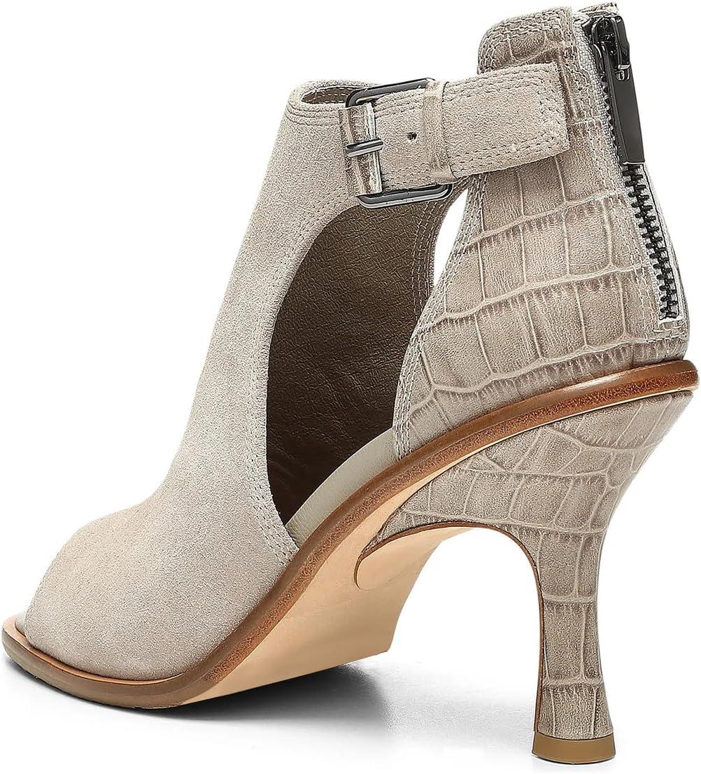 imageFSJ Women Peep Open Toe High Heel Sandals Cutout Ankle Strap Buckle Booties with Back Zipper Fashion Cocktail Nightclub Pumps Shoes Size 416 USLight Gray