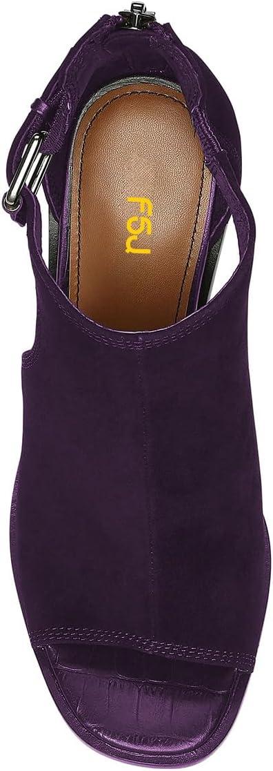 imageFSJ Women Peep Open Toe High Heel Sandals Cutout Ankle Strap Buckle Booties with Back Zipper Fashion Cocktail Nightclub Pumps Shoes Size 416 USPurple