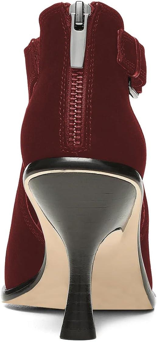 imageFSJ Women Peep Open Toe High Heel Sandals Cutout Ankle Strap Buckle Booties with Back Zipper Fashion Cocktail Nightclub Pumps Shoes Size 416 USRed